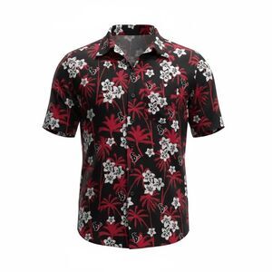 Houston Texans NFL Team Apparel Hawaiian Shirt Mens M Tropical Palm Print